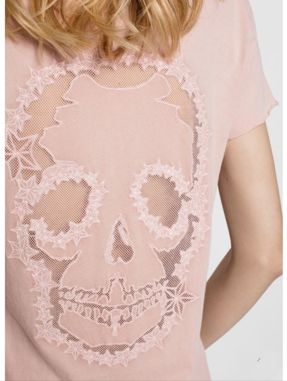NEW Zadig & Voltaire Lace Applique Skull Tee
